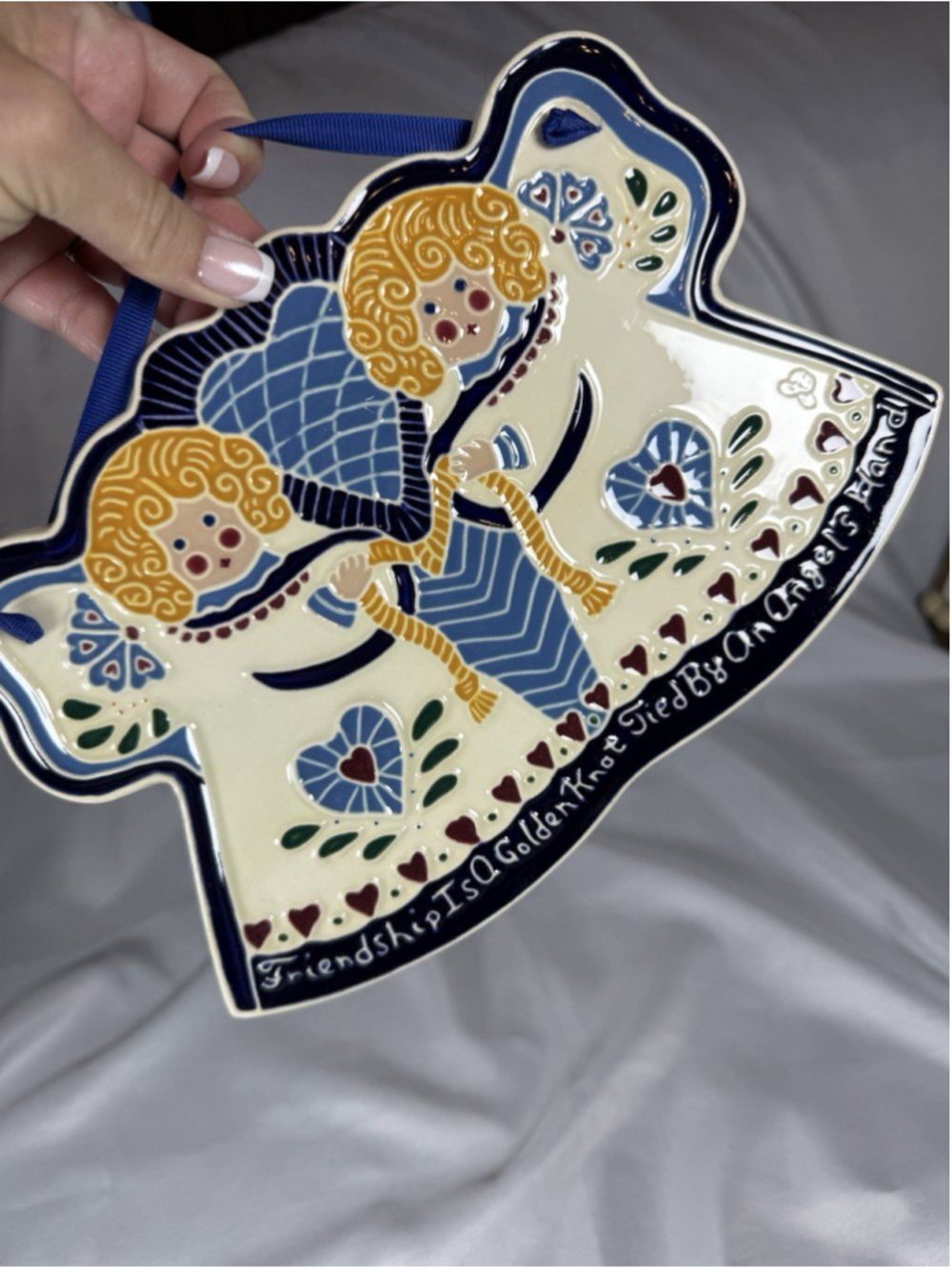 J. Duban Designs-Ft. Worth,TX. -2 Angels/Hearts-Friendship Wall Hanging Plaque - Picture 4 of 7